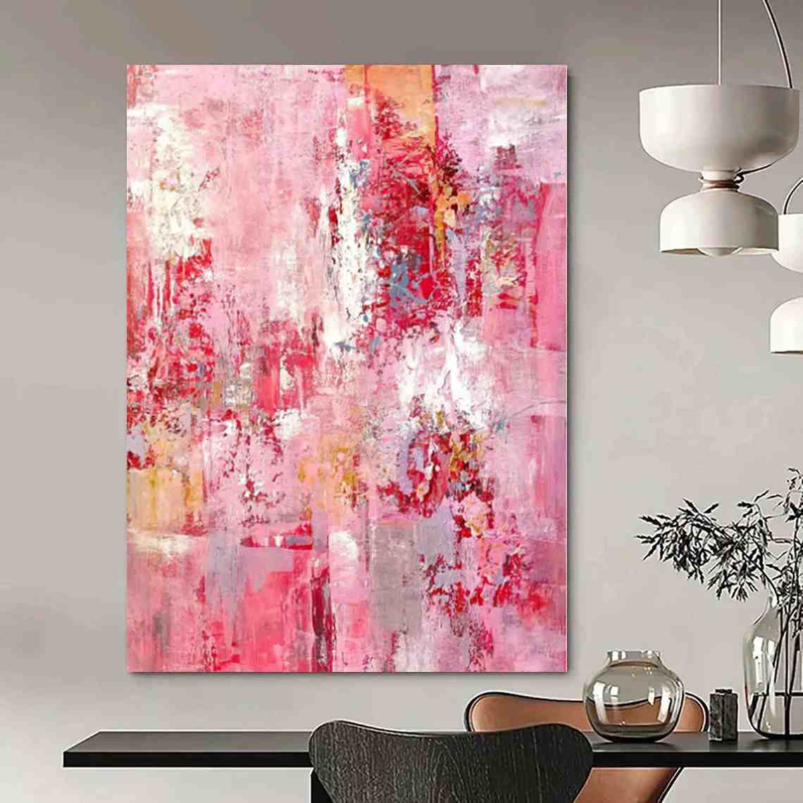 Pink Handmade Textured Living Abstract Artwork YFTK8